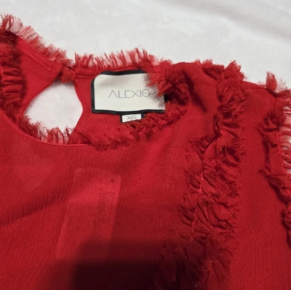 NWT ALEXIS Belicia Sheer Organza Cold Shoulder Top with Ruffled-Trim, 100% Silk - Picture 11 of 15